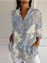 Street Paisley Shawl Collar Linen Blend Shirt