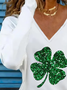 Women's Shamrock St. Patrick's Day Casual Long Sleeve V-Neck T-Shirt