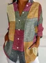 Shawl Collar Loose Contrast Stitching Street Shirt
