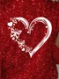 Women's Sequin Heart Valentine's Day Print Round Neck Long Sleeve T-Shirt