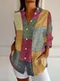 Shawl Collar Loose Contrast Stitching Street Shirt