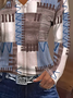 Women's Striped Geometric Casual Print Long Sleeve V-Neck T-Shirt