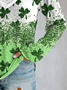 Women's Shamrock St. Patrick's Day Casual Printed Long Sleeve V-Neck Top
