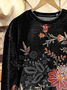 Women's Floral Spring Casual Print Long Sleeve Crew Neck Sweatshirt