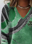 Women's Shamrock St. Patrick's Day Casual Print Long Sleeve V-Neck T-Shirt