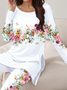 Women's Floral Spring Casual Print Set Two-Piece Set