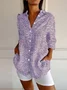 Women's Vintage Floral Print Casual Linen Cotton Shirt