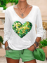 Women's St. Patrick's Day Casual Print Long Sleeve V-Neck T-Shirt