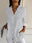 Women's Long Sleeve Shirt Spring/Fall White Floral Buckle Shirt Collar Daily Going Out Casual Top