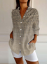 Casual Loose Shawl Collar Gradient Pattern Shirt