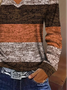 Women's Striped Color Block Casual Printed Long Sleeve V-Neck T-Shirt