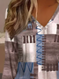 Women's Striped Geometric Casual Print Long Sleeve V-Neck T-Shirt