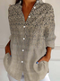 Casual Loose Shawl Collar Gradient Pattern Shirt