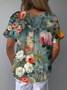 Women's Spring Floral Casual Print Short Sleeve Blouse