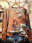 Women's Floral Spring Casual Print Long Sleeve Crew Neck Sweatshirt