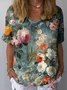 Women's Spring Floral Casual Print Short Sleeve Blouse