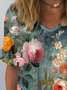 Women's Spring Floral Casual Print Short Sleeve Blouse