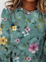 Women's Vintage Art Floral Print Cotton T-Shirt