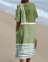 Cotton-Blend Boho Ethnic Geometry Loose Dress With No
