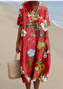 Vintage Cotton-Blend Ethnic Geometry Dress With No