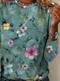 Women's Vintage Art Floral Print Cotton T-Shirt