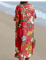 Vintage Cotton-Blend Ethnic Geometry Dress With No
