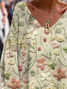 Women's Long Sleeve T-shirt Spring/Fall As Picture Floral Printing V Neck Going Out Casual Top
