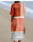 Cotton-Blend Boho Ethnic Geometry Loose Dress With No