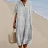 Boho Striped Cotton-Blend V Neck Dress With No