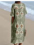 Vintage Cotton-Blend Ethnic Geometry Dress With No