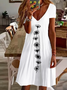 Women's Floral Spring Print Casual Short Sleeve V-Neck Dress