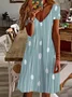 Women's Striped Spring Print Casual Short Sleeve V-Neck Dress