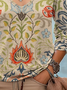 Women's Floral Print Casual Spring V-Neck Long Sleeve T-Shirt