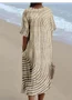 Striped Cotton-Blend Casual Dress With No
