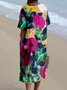 Psychedelic Art V Neck Boho Dress With No