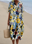 V Neck Loose Vintage Psychedelic Art Dress With No