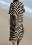 Striped Cotton-Blend Casual Dress With No