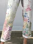 Women's Straight Pants Daily Going Out Pants White Casual Printing Floral Spring/Fall Pants