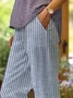 Women's Straight Pants Going Out Pants Blue Casual Printing Striped Spring/Fall Pants