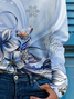 Women's Floral Butterfly Spring Print Round Neck Long Sleeve T-Shirt