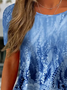Women's Floral Spring Print Crew Neck Short Sleeve T-Shirt