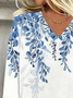 Women's Floral Spring Print V-Neck T-Shirt