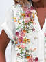 Women's Short Sleeve Shirt Summer White Floral Printing V Neck Daily Going Out Casual Top