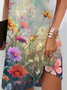 Women's Spring Floral Butterfly Print Tank Top Dress