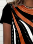 Women's Geometric Print Round Neck Short Sleeve T-Shirt