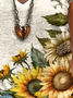 Women's Sunflower Art print V-neck T-shirt