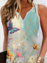 Women's Spring Floral Butterfly Print Tank Top Dress