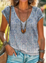 V Neck Casual Geometric Loose T-Shirt