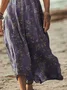 Women's Short Sleeve Spring Purple Floral Print V Neck Casual Dress