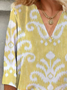 Women's Spring Floral Print Casual V-Neck T-Shirt